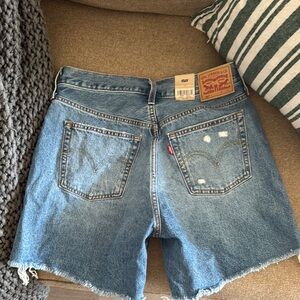 Levi's Blue Jean Shorts Distressed High-Waisted